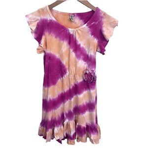 Mignone Girl's Dress Pink Orange Tie Dye Size 8 Colorful Cotton Party Resortwear